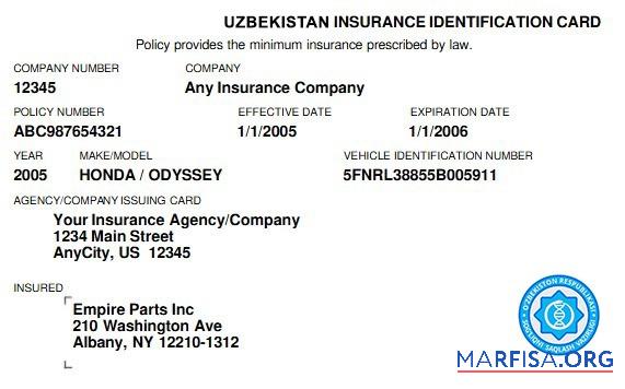 Realistic Uzbekistan health insurance card download for verification